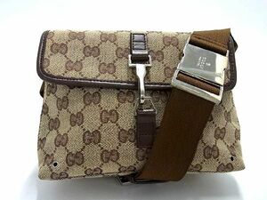 1円 ■美品■ GUCCI グッチ 92543 212792 GG柄 GGキャンバス ボディバッグ ウエストバッグ レディース ベージュ系 BI0792