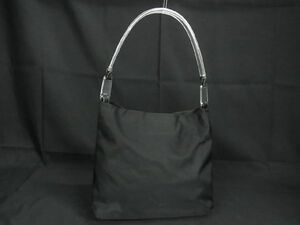 1円 PRADA プラダ テスートナイロン×レザー プラスチックハンドル ハンドバッグ トートバッグ ミニバッグ ブラック系 BI0372