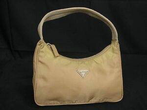 1円 ■美品■ PRADA プラダ テスートナイロン ワンハンドル ハンドバッグ セカンドバッグ レディース アイボリー系 BI0796