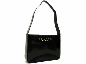 1円 CELINE セリーヌ パテントレザー ワンショルダーバッグ ハンドバッグ 肩掛けかばん レディース ブラック系 AT6970