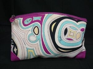 EMILIO PUCCI エミリオプッチ キャンバス×レザー マルチケース 化粧ポーチ 小物入れ レディース マルチカラー DD5182