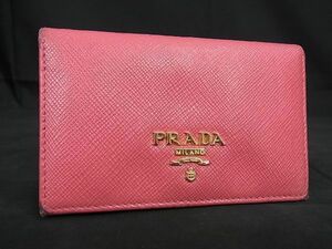 1円 PRADA プラダ サフィアーノレザー カードケース カード入れ 名刺入れ レディース ピンク系 BI0663