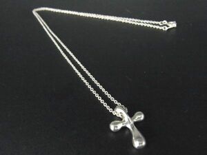 1円 ■美品■ TIFFANY＆Co ティファニー エルサペレッティ スモールクロス SV925 ネックレス アクセサリー シルバー系 AT0689