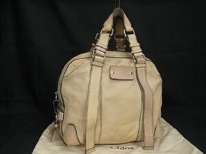 1円 Chloe クロエ レザー トートバッグ ハンドバッグ レディース ベージュ系 BH0539