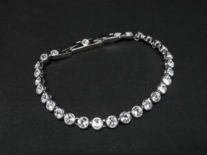 1円 ■極美品■ SWAROVSKI スワロフスキー ラインストーン ブレスレット アクセサリー レディース シルバー系 BI0569