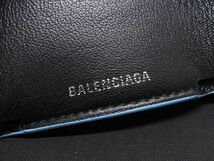 1円 ■美品■ BALENCIAGA バレンシアガ 561921 エブリデイ レザー 三つ折り 財布 ミニ ウォレット レディース ブルー系 AT6825_画像7