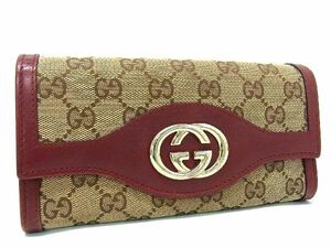 1円 GUCCI グッチ 232431 インターロッキングG GGキャンバス 二つ折り 長財布 ウォレット 小銭入れ 札入れ ブラウン系 BH0174