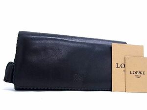 1円 ■美品■ LOEWE ロエベ アナグラム ナッパレザー タッセル 二つ折り 長財布 ウォレット 札入れ 小銭入れ ブラック系 BI0565