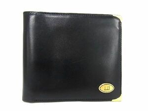 1円 ■美品■ dunhill ダンヒル レザー 二つ折り 財布 ウォレット 札入れ メンズ ブラック系 BI0710