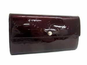 1円■美品■ LOUIS VUITTON ルイヴィトン M93524 モノグラムヴェルニ ポルトフォイユ サラ 二つ折り 長財布 ウォレット ボルドー系 AU5302