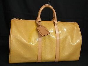 1円 ■美品■ LOUIS VUITTON ルイヴィトン M91000 モノグラムヴェルニ マーサー ボストンバッグ トラベルバッグ イエロー系 AS5624