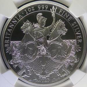 【激レア！】 2023年 イギリス ブリタニア 1オンス 2ポンド 銀貨 NGC PF70 ULTRA CAMEO チャールズ3世 GREAT BRITAINラベル