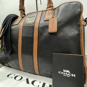 1円 【高級美品】 COACH コーチ ビジネスバッグ ブリーフケース レザー 2WAY ヘリテージ A4 ショルダー PC収納 メンズ 肩掛け ブラック 革