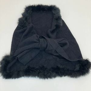 [Lapis Ronges]FOX fur shawl stole black cape fur large size stole fox cape 