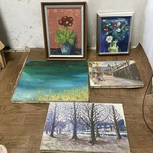 劣化汚れ有り　絵画 額縁 風景画 油絵 額装 額 風景 美術　アート　DIY アンティーク　レトロ　セットまとめ売り