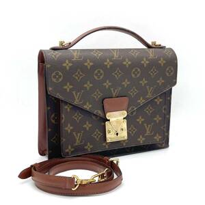 1円 良品 LOUIS VUITTON ルイヴィトン モノグラム モンソー 2way ハンドバッグ ショルダー レディース メンズ M51185