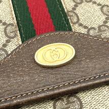 1円 GUCCI オールドグッチ GG柄 シェリーライン 2way ブラウン ショルダーバッグ クラッチバッグ インターロッキングG ゴールド金具_画像6