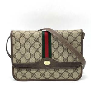 1円 GUCCI オールドグッチ GG柄 シェリーライン 2way ブラウン ショルダーバッグ クラッチバッグ インターロッキングG ゴールド金具