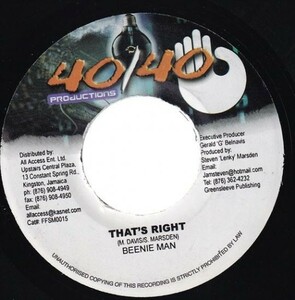 [Diwali Riddim] Beenie Man - That's Right F0172