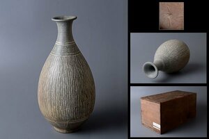 tt-u203▽良▽三島鶴首花瓶　高さ36cm 検 古美術骨董品室町時代江戸時代明治時代茶道具煎茶道具中国古玩