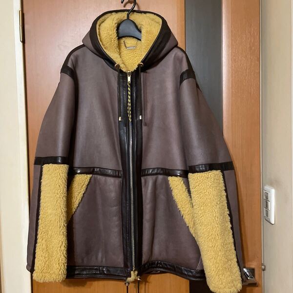 希少 定価40万円『ARIES』19A/W HOODED SHEEPSKIN JACKETリバーシブルムートンコート アリーズ イタリア製 国内正規品