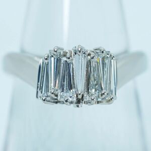 ★1円スタ! 【0.81ct】PT900 6.3g ♯11.5 プラチナ テーパーカット レディース ダイヤモンドリング Diamond Ring ユニセックス 指輪 仕上げ