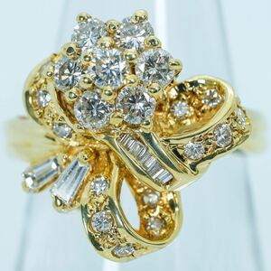 ★1円スタ! 豪華 フルダイヤ【D1.01ct】K18YG 6.5g ♯11.5 イエローゴールド レディース ダイヤモンドリング Diamond Ring 指輪 仕上げ済