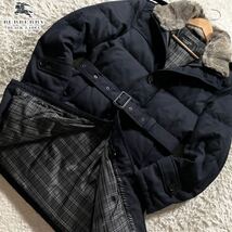 美品●極暖 バーバリーブラックレーベル ダウンコート トレンチ ジャケットBURBERRY BLACK LABEL ファー ヘリンボーン ノバチェック M_画像1