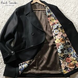 未使用級/XXLサイズ●ポールスミス コレクション ピーコート ウール100% ジャケット アウター Paul Smith Collection 裏地花柄 フラワー 3L