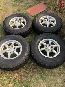 バリ山 三菱 パジェロ 純正 16インチ 7J +46 6H 139.7 BRIDGESTONE DM-V2 スタッドレス 265/70R16 4本セット