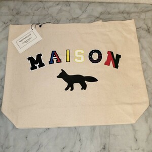 新品未使用 メゾンキツネ 【MAISON KITSUNE】ロゴ トートバッグ / ベージュ