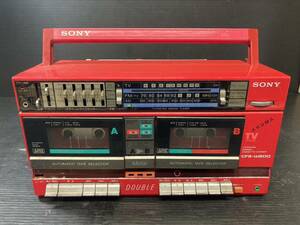 夏斉161 １円オークション お値打ち SONY ソニー ラジカセ CFS-W600 STERO CASSETTE-CORDER TV FM AM 赤系 スピーカーなし オーディオ機器