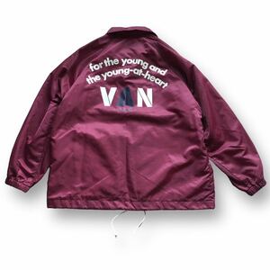 van jac VAN JAC ヴァンヂャケット コーチジャケット ナイロン 日本製　アーチロゴ　バーガンディ　サイズM 大きめな作りです