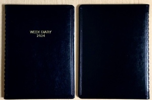 K515 ウィークリーダイアリー 2024年版 A5サイズ 大型手帳 160ページ ブラック表紙 シンプルタイプ リング式