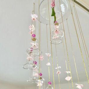 昭和レトロ　風鈴　花　長崎土産　ウィンドチャイム　ガラス　飾り　すずらん　桜