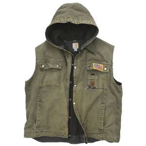 雰囲気抜群 00s Carhartt カーハート ダック×パイルボア ベスト パーカー フード size.2XL ビッグサイズ USA企画 モデル ボロ Y2k 