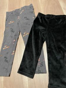 H&M パンツ　黒ベロアレギンス　90