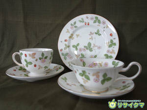 [Используется] M ▽ Wedgwood Wedgwood Wild Strawberry Plate Tea Cup &amp; Sorcerie Pionie (37283)