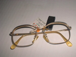 ★LUSTERの眼鏡　やや小さめフレーム　レンズなし　18K　未使用　金縁メガネ　美品