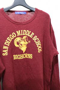 02AW JUNYA WATANABE COMME des GARCONS MAN ジュンヤワタナベマン SANDIEGO MIDDLE SCHOOL BIGHORNS カレッジプリント 縮絨ニット M