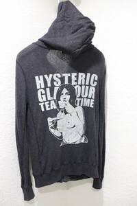 即決 HYSTERIC GLAMOUR ヒステリックグラマー ブランドロゴ＆ガールプリント コットンニット素材 ジップアップパーカー フーディー FREE