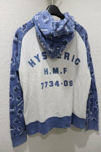 即決 90’s HYSTERIC GLAMOUR ヒステリックグラマー HYSTERIC H.M.F 7734-09 ＆ キャラクター総柄 ジップスウェットパーカー フーディ FREE