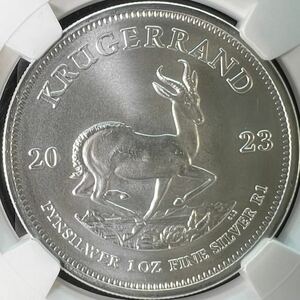 #168【特別1円スタート出品】2023 南アフリカ クルーガーランド 5 周年発行初日 Silver 1KR First Day of Issue NGC MS70純銀貨