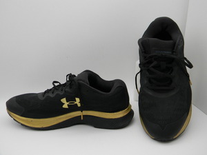 ★△【 UNDER ARMOUR 】◆ スニーカー（２６ｃｍ）黒 × ゴールド