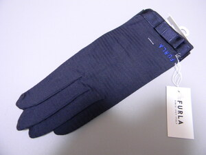 * FURLA Furla * dark blue gloves navy cotton 100% lady's 