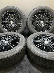 225/55R17 YOKOHAMA/ice GUARD iG50PLUS 20年製 VELVA 17インチ 7J ＋47 114.3 5H スタッドレス 4本 スカイライン フーガ (南5-E267)