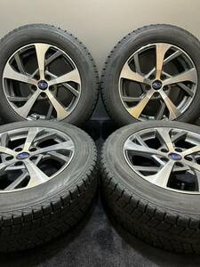 225/60R17 DUNLOP/WINTER MAXX SJ8 18年製 スバル SK フォレスター 純正 17インチ 7J ＋48 114.3 5H スタッドレス 4本 (南7-E495)