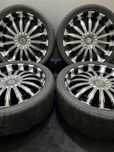 295/35R24 VERSATYRE TRX4800 12年製 社外アルミホイール 24インチ 9J +30 150 5H 夏タイヤ 4本 ランクル 100 200 シグナス (1-E603)