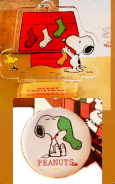 スヌーピー　PEANUTS Cafe クリスマスギフトBOX 缶バッジ・キーホルダー