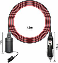 3.5M レッド Outtag シガーソケット 延長ケーブル 3.5M 12V/24V兼用 車電源コード 自動車シガーアダプター延_画像2